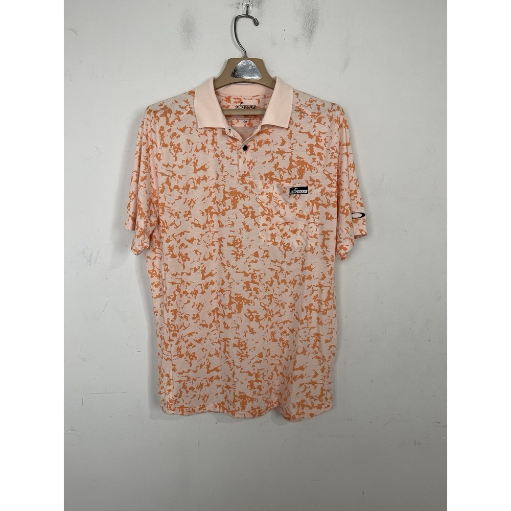 Oakley Mens Polo Shirt Large Orange Golf Wicking Preppy Country Club Lightweight